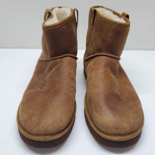 UGG Australia Classic Mini Stitch  Men Ankle Brown Leather Boots Size 17 image number 2