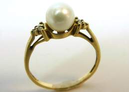 14K Yellow Gold Cultured Pearl & Diamond Accent Ring 1.5g