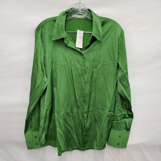 Abercrombie & Fitch MN's Satin Green Long Sleeve Shirt Size M image number 1