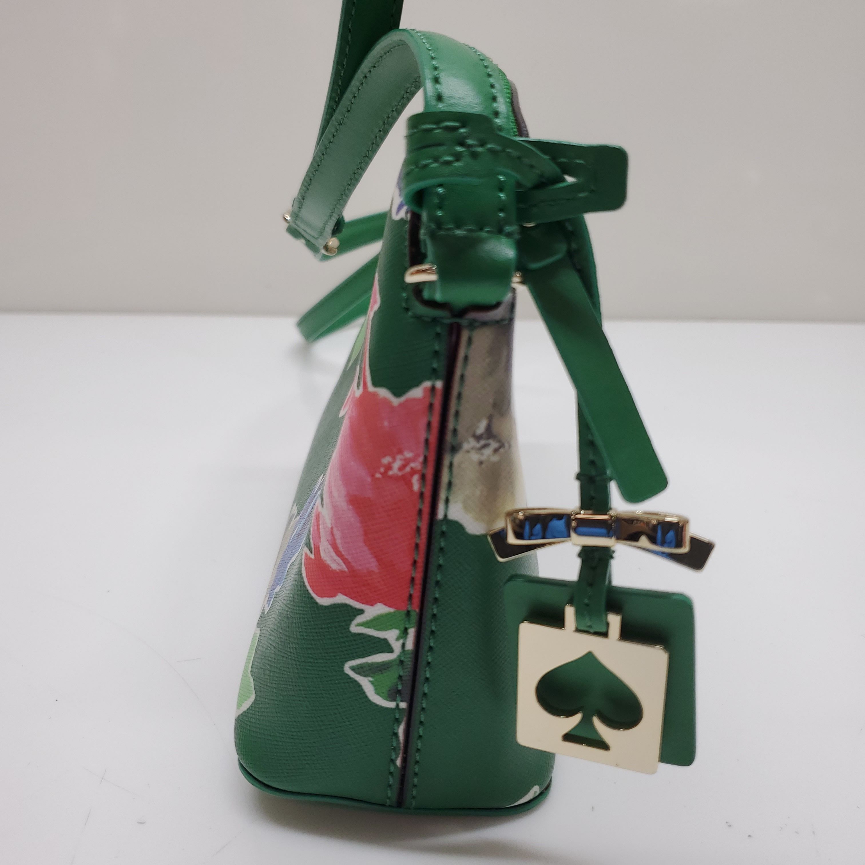 NEW KATE SPADE Floral Green Garden Bird Pattern Hobo Bow Shoulder Bag purse  | eBay