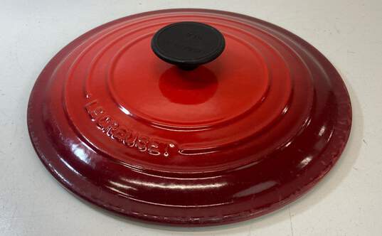 Vintage Le Creuset Dutch Oven #24 Red Cast Iron 10in Lid image number 2
