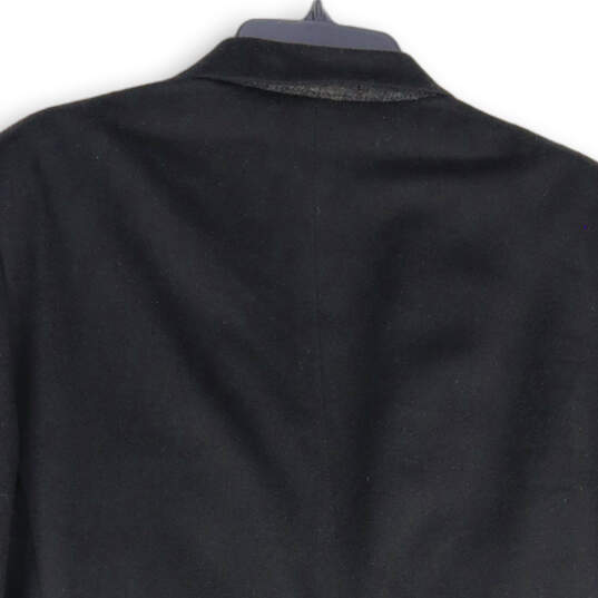 Womens Black Notch Lapel Long Sleeve Flap Pocket Two Button Blazer Size 44R image number 4