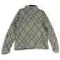 Mens Gray Black Knit Geometric Mock Neck Long Sleeve Pullover Sweater Size L image number 1