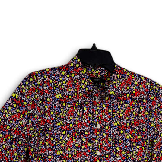 Womens Multicolor Floral Long Sleeve Spread Collar Button-Up Shirt Size M image number 3