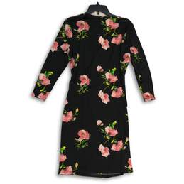 Anne Klein Womens Multicolor Floral V-Neck 3/4 Sleeve Wrap Dress Size Large