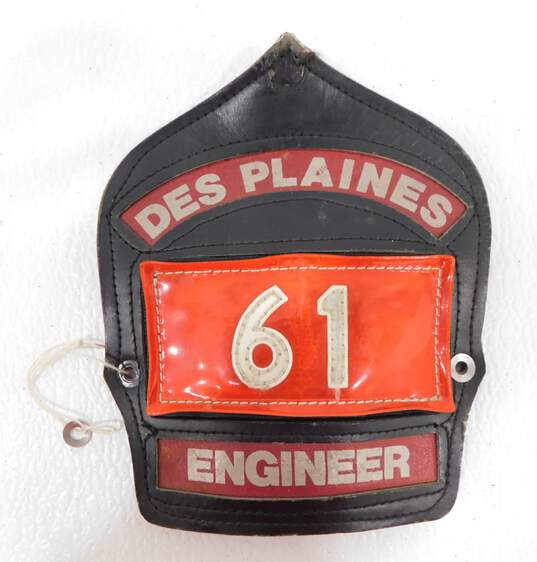 Leather Fireman's Helmet Shield Des Planines Engineer image number 1