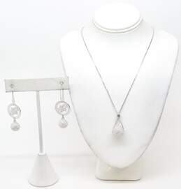 Swarovski Silver Tone Crystal Globe Pendant Necklace & Earrings 19.9g