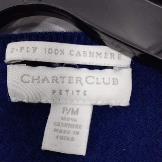 Women’s Charter Club 2-Ply 100% Cashmere V-Neck Cropped Sweater Sz PM image number 3