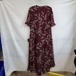 Lulus Burgundy Floral Patterned Wrap Maxi Dress WM Size L NWT alternative image