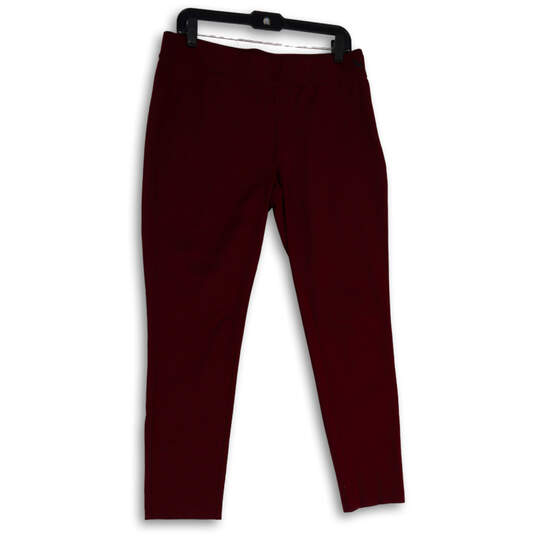 Womens Red Flat Front Side Zip Skinny Leg Ankle Pants Size 10 image number 2