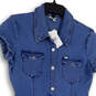 NWT Womens Blue Denim Fronts Pockets Medium Wash Collared A-Line Dress Sz M image number 4