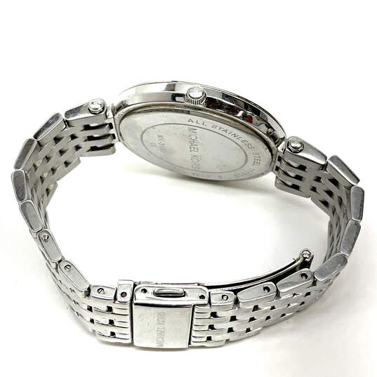 Designer Michael Kors MK-3190 Silver-Tone Round Dial Analog Wristwatch image number 2