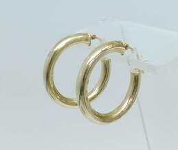 14K Gold Puffed Tube Hoop Earrings For Repair 1.8g