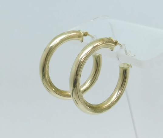 14K Gold Puffed Tube Hoop Earrings For Repair 1.8g image number 1