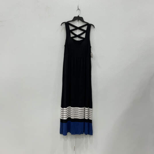 NWT Womens Black Sleeveless Square Neck Built-In Bra Maxi Dress Size XL