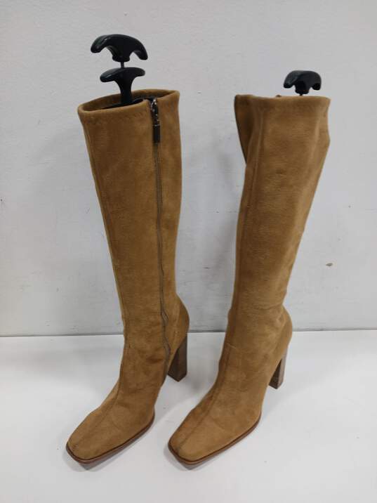 Women's Candies Tan Knee High Brown Boots Faux Suede Sz 7.5M image number 2