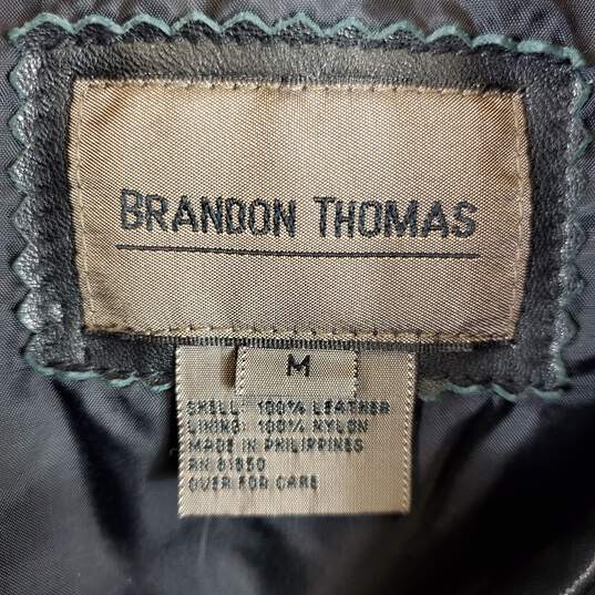 Brandon Thomas Men Black Leather Jacket M image number 3