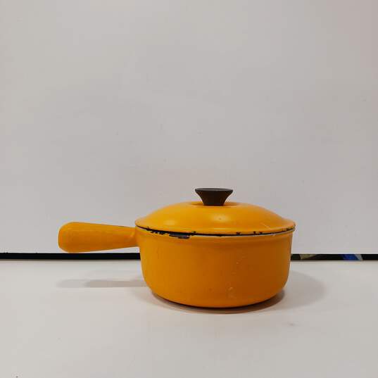 Le Creuset Yellow/Orange Cast Iron Sauce Pan image number 5