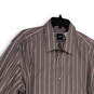 Mens Gray Red Striped Long Sleeve Spread Collar Button-Up Shirt Size 2XL image number 3