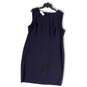 Womens Gray Sleeveless Round Neck Back Zip & Slit Sheath Dress Size 16 image number 1