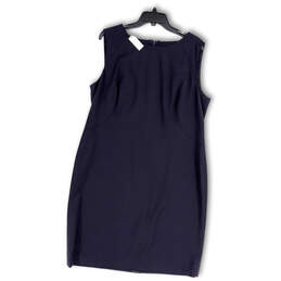 Womens Gray Sleeveless Round Neck Back Zip & Slit Sheath Dress Size 16