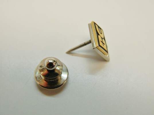 14K Gold Emerald 0.12 CTTW Diamond BC Company Logo Service Pin 3.9g image number 2
