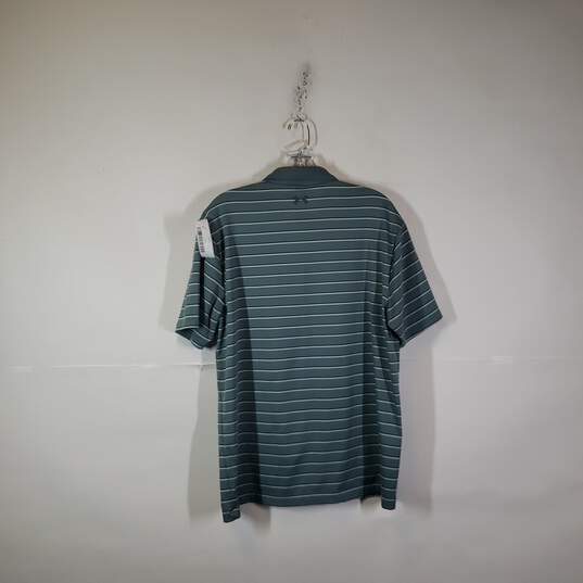 Mens Striped Short Sleeve Collared Loose Fit Polo Shirt Size Large image number 2
