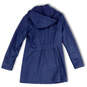 Womens Blue Long Sleeve Pockets Fleece Hooded Full-Zip Jacket Size Small image number 2