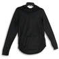 Womens Black Long Sleeve Zip Pockets Pullover Hoodie Size Medium image number 1