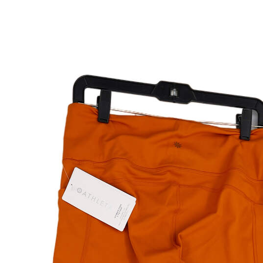 NWT Womens Orange Pockets Stretch Activewear Compression Leggings Size L image number 3