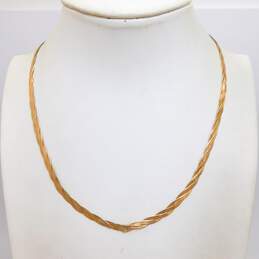 14k Yellow Gold Twisted Herringbone Chain Necklace 6.8g alternative image