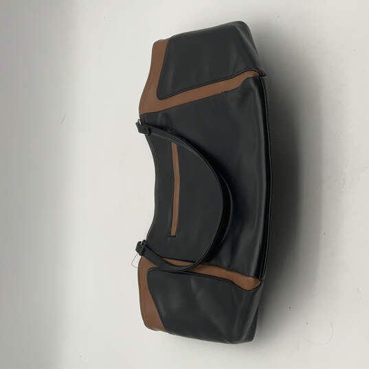 Womens Black Brown Leather Inner Zipped Pocket Double Strap Shoulder Bag image number 2