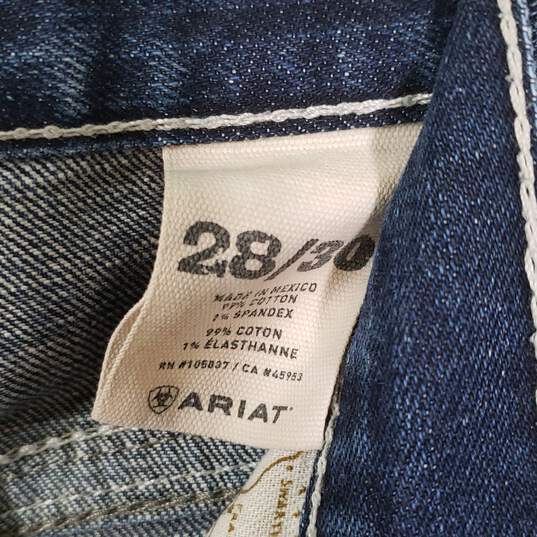 Mens Regular Fit Medium Wash Denim 5-Pocket Design Straight Leg Jeans Size 28/30 image number 4