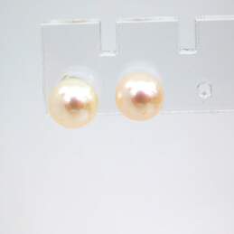 Elegant 14K White Gold Faux Pearl Stud & Drop Earrings 3.4g alternative image