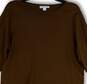 Womens Brown Knitted 3/4 Sleeve Crew Neck Pullover T-Shirt Size Large image number 3