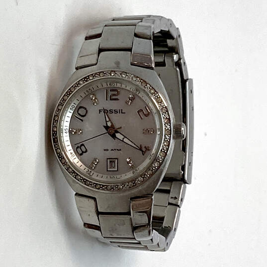 Designer Fossil AM-4141 Rhinestone Stainless Steel Analog Quartz Wristwatch image number 2