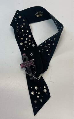 Betsey Johnson Black Suede Leather Studded Wide Belt Waist Cincher Size M