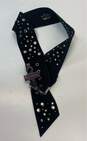 Betsey Johnson Black Suede Leather Studded Wide Belt Waist Cincher Size M image number 1