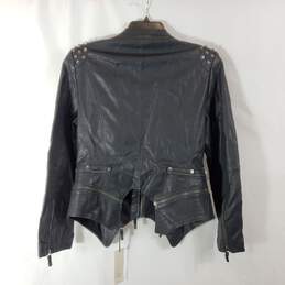 Chou Yatou Women Black Faux Leather Moto Jacket NWT L alternative image