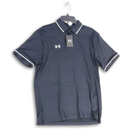 NWT Mens Black Spread Collar Short Sleeve Polo Shirt Size Large