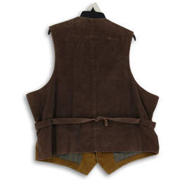 NWT Mens Brown Corduroy Sleeveless Collared Button Front Suit Vest Size XXL alternative image