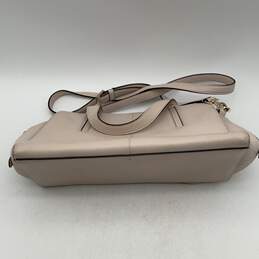 Womens Pink Leather Double Handle Detachable Strap Zip Crossbody Purse