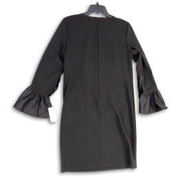 NWT Womens Black Stretch Round Neck Bell Sleeve Back Zip Shift Dress Size 8 alternative image