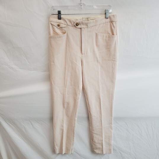 Anthropologie The Essential Slim Striped Cotton Blend Pants Size 6 image number 1