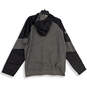 Mens Gray Black Long Sleeve Hooded Drawstring 1/4 Zip Jacket Size XL image number 4