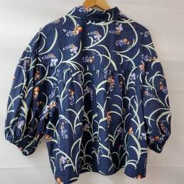 Maeve by Anthropologie Cotton Navy Blue Floral Button-Up Shirt 3X alternative image