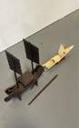 Lot of 2 Asian Miniature Fishing Boats Missing Parts Sculpture Vintage image number 2