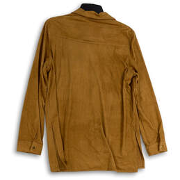 NWT Mens Tan Collared Long Sleeve Side Slit Button-Up Shirt Size Medium alternative image