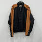 Mens Black Orange Long Sleeve Pockets Full-Zip Motorcycle Jacket Size 2XL image number 1