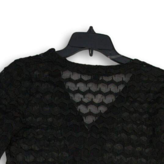NWT Nina Leonard Womens Black Lace 3/4 Sleeve Button Front Cardigan Sweater Sz S image number 4